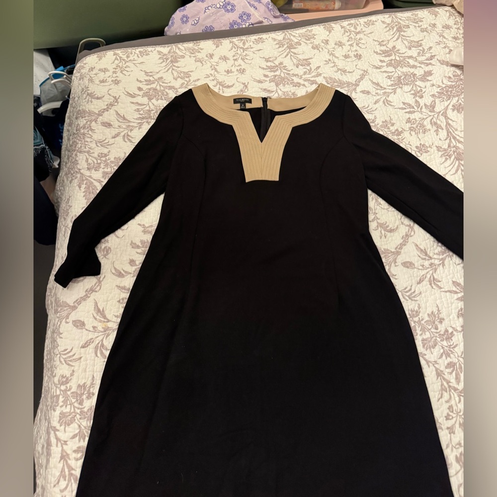 Talbots Black Dress with Tan Accent